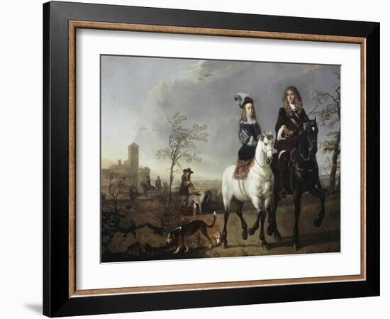 Lady and Gentleman on Horseback-Aelbert Cuyp-Framed Giclee Print