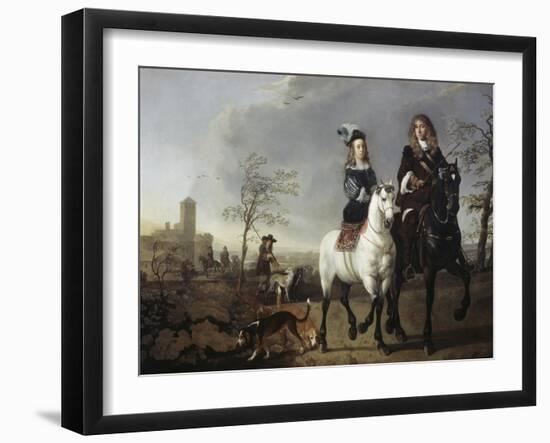 Lady and Gentleman on Horseback-Aelbert Cuyp-Framed Giclee Print