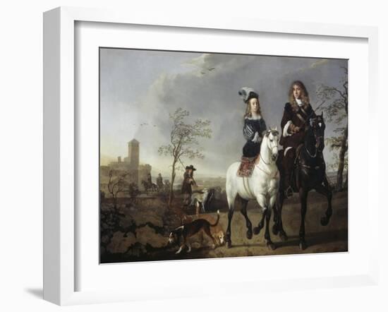 Lady and Gentleman on Horseback-Aelbert Cuyp-Framed Giclee Print