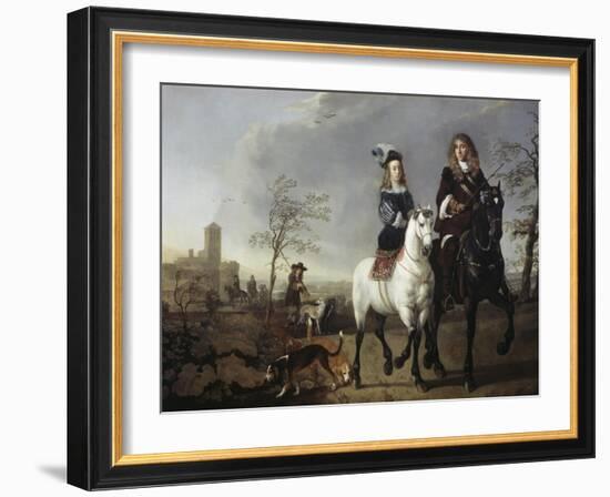 Lady and Gentleman on Horseback-Aelbert Cuyp-Framed Giclee Print