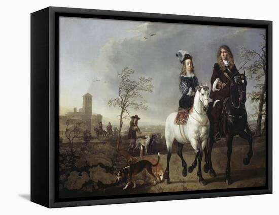 Lady and Gentleman on Horseback-Aelbert Cuyp-Framed Premier Image Canvas