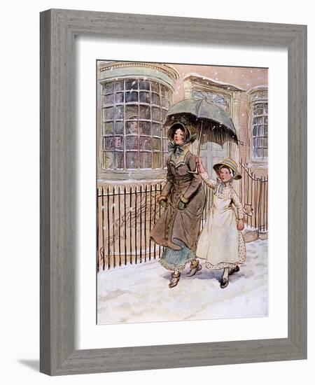 Lady and Her Maid, Street-Hugh Thomson-Framed Art Print