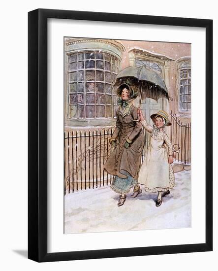 Lady and Her Maid, Street-Hugh Thomson-Framed Art Print