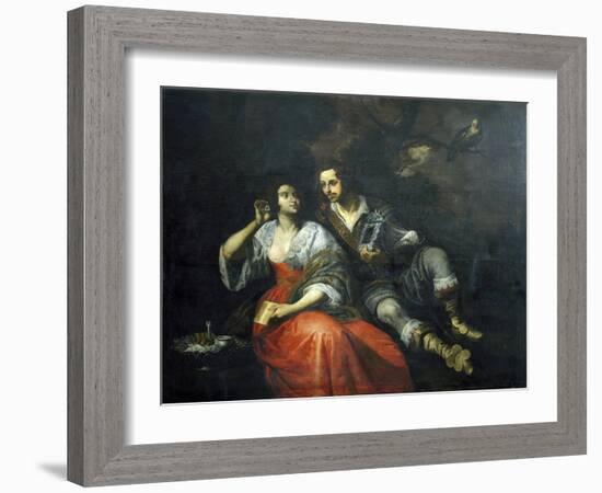 Lady and Knight-Domenico Fiasella-Framed Giclee Print