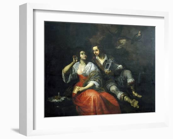 Lady and Knight-Domenico Fiasella-Framed Giclee Print