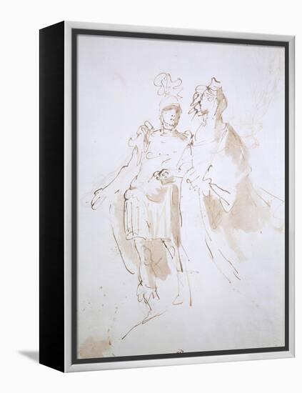 Lady and Warrior-Giambattista Tiepolo-Framed Premier Image Canvas