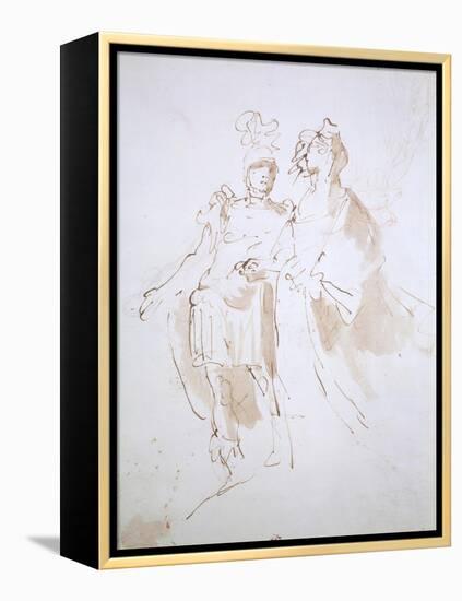 Lady and Warrior-Giambattista Tiepolo-Framed Premier Image Canvas