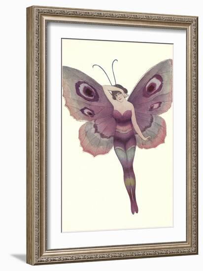 Lady as Purple Butterfly-null-Framed Art Print