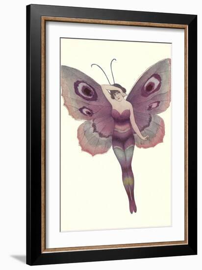 Lady as Purple Butterfly-null-Framed Art Print