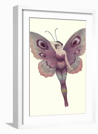 Lady as Purple Butterfly-null-Framed Art Print