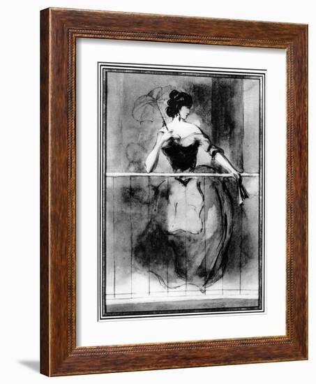 Lady at a Balcony, 19th Century-Constantin Guys-Framed Giclee Print