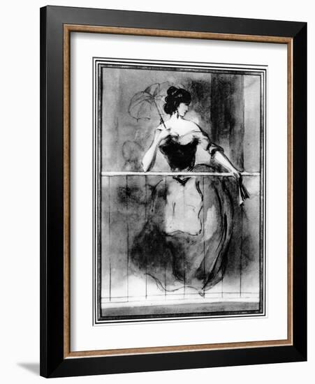 Lady at a Balcony, 19th Century-Constantin Guys-Framed Giclee Print