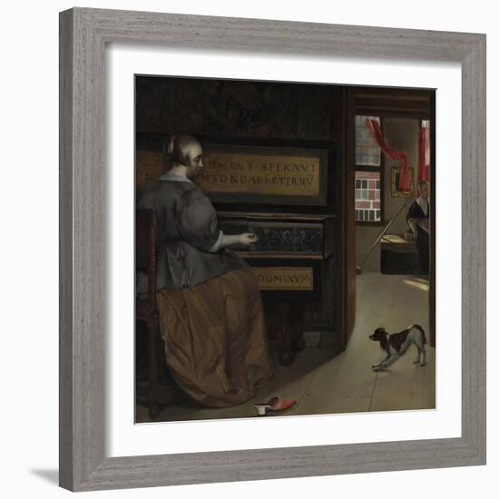 Lady at a Virginal, Ca 1665-Gabriel Metsu-Framed Giclee Print