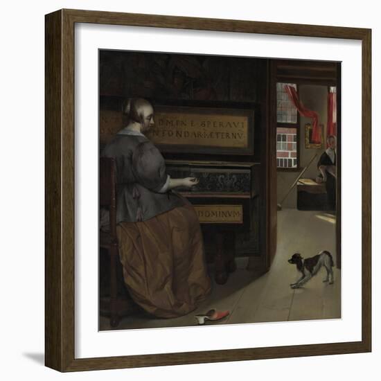 Lady at a Virginal, Ca 1665-Gabriel Metsu-Framed Giclee Print