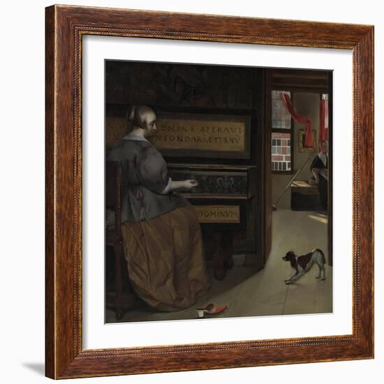 Lady at a Virginal, Ca 1665-Gabriel Metsu-Framed Giclee Print