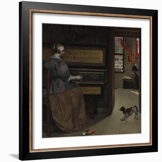 Lady at a Virginal, Ca 1665-Gabriel Metsu-Framed Giclee Print