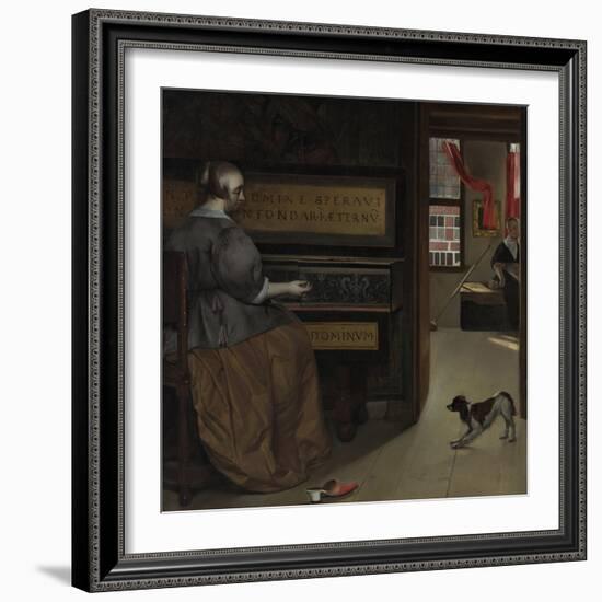 Lady at a Virginal, Ca 1665-Gabriel Metsu-Framed Giclee Print