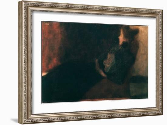 Lady at the Fireplace-Gustav Klimt-Framed Giclee Print