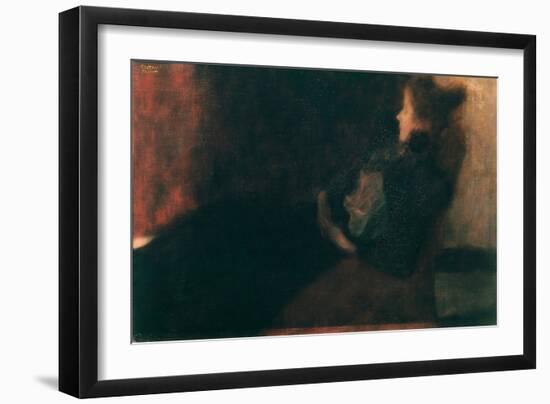 Lady at the Fireplace-Gustav Klimt-Framed Giclee Print