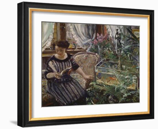 Lady at the Goldfish Basin. 1911-Lovis Corinth-Framed Giclee Print