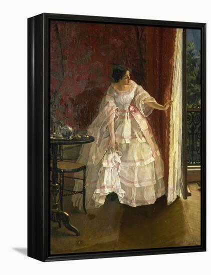 Lady at the Window, Feeding Birds, 1850-Alfred Stevens-Framed Premier Image Canvas