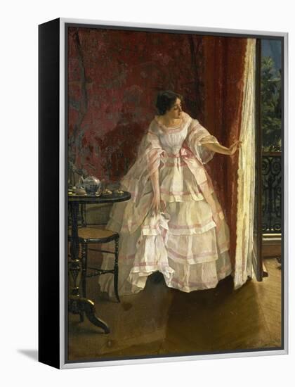 Lady at the Window, Feeding Birds, 1850-Alfred Stevens-Framed Premier Image Canvas