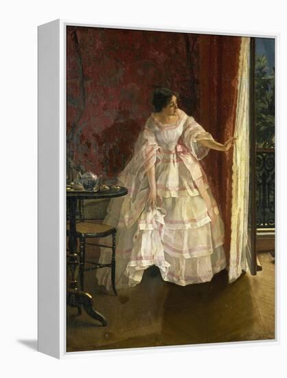 Lady at the Window, Feeding Birds, 1850-Alfred Stevens-Framed Premier Image Canvas