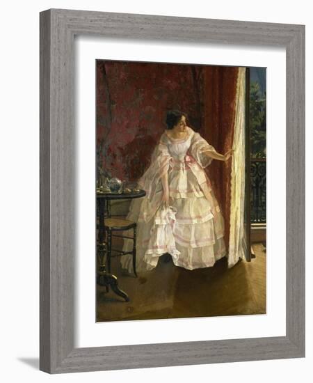 Lady at the Window, Feeding Birds, 1850-Alfred Stevens-Framed Giclee Print