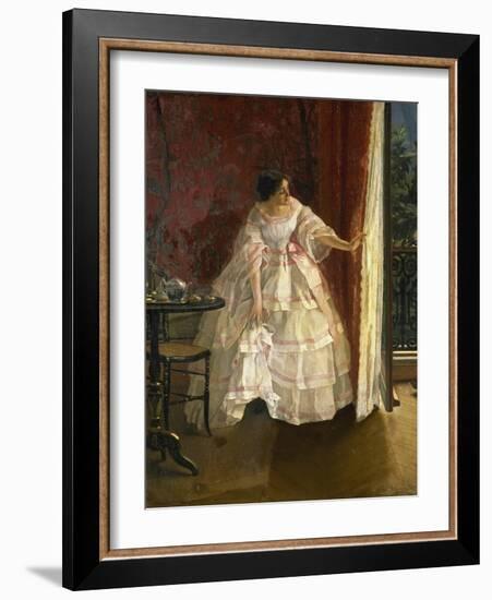 Lady at the Window, Feeding Birds, 1850-Alfred Stevens-Framed Giclee Print