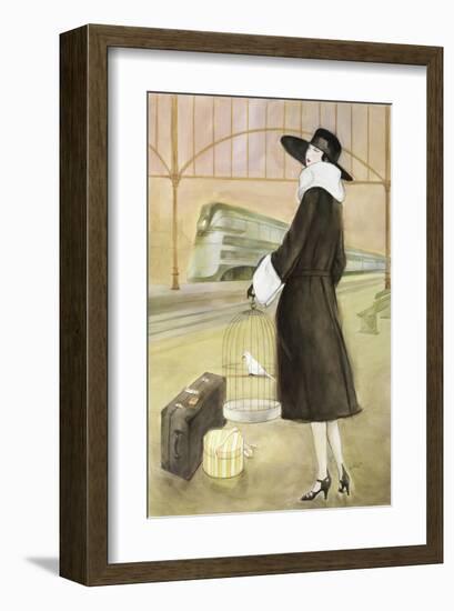 Lady at Train Station-Graham Reynold-Framed Art Print