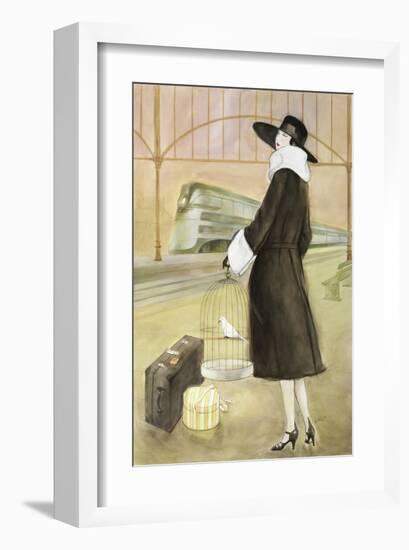 Lady at Train Station-Graham Reynold-Framed Art Print