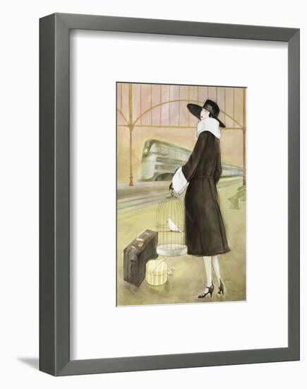 Lady at Train Station-Graham Reynold-Framed Art Print