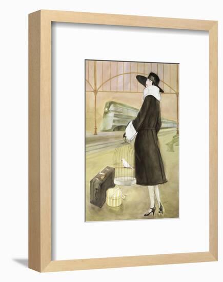 Lady at Train Station-Graham Reynold-Framed Art Print