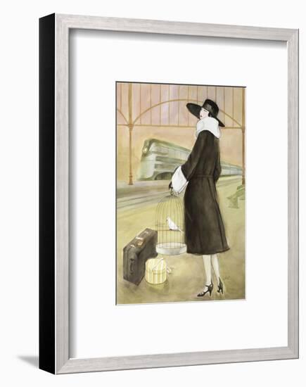 Lady at Train Station-Graham Reynold-Framed Art Print