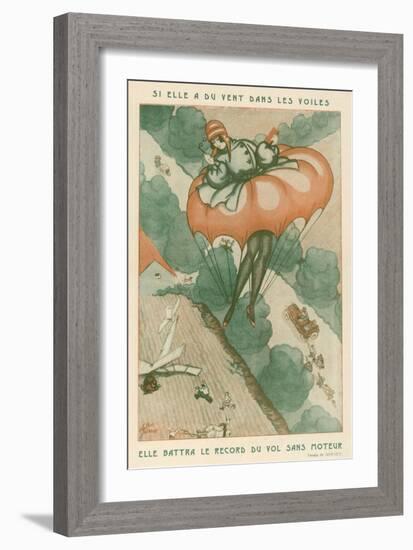 Lady Aviator Wears Skirt Which Can Double as a Parachute in Emergencies-Gonnet-Framed Art Print