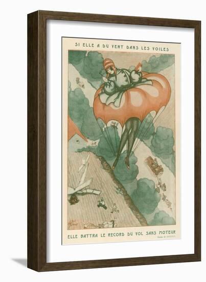 Lady Aviator Wears Skirt Which Can Double as a Parachute in Emergencies-Gonnet-Framed Art Print