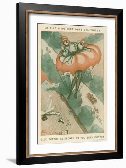 Lady Aviator Wears Skirt Which Can Double as a Parachute in Emergencies-Gonnet-Framed Art Print