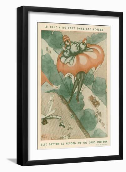 Lady Aviator Wears Skirt Which Can Double as a Parachute in Emergencies-Gonnet-Framed Art Print