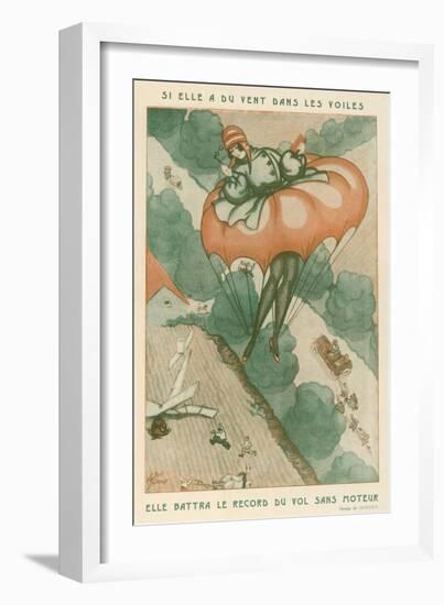 Lady Aviator Wears Skirt Which Can Double as a Parachute in Emergencies-Gonnet-Framed Art Print