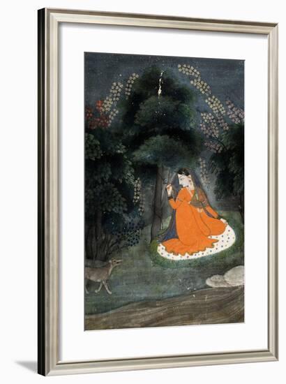 Lady Awaiting Her 'Beloved' in Grove with Dog, 18th-19th Century-null-Framed Giclee Print