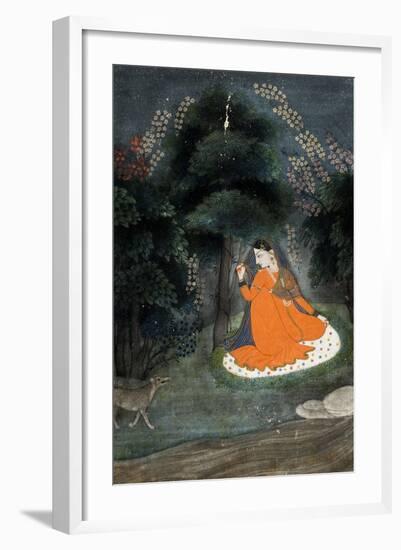 Lady Awaiting Her 'Beloved' in Grove with Dog, 18th-19th Century-null-Framed Giclee Print