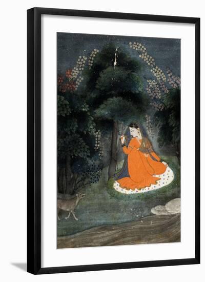 Lady Awaiting Her 'Beloved' in Grove with Dog, 18th-19th Century-null-Framed Giclee Print