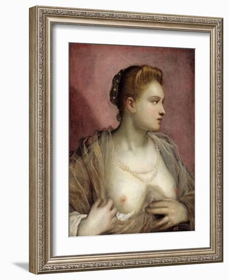 Lady Baring her Breast, 16th century-Domenico Tintoretto-Framed Giclee Print