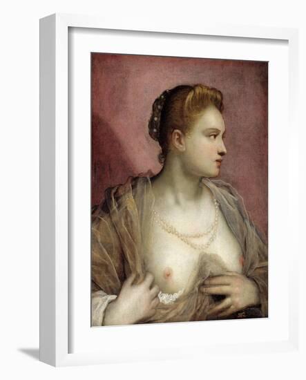 Lady Baring her Breast, 16th century-Domenico Tintoretto-Framed Giclee Print