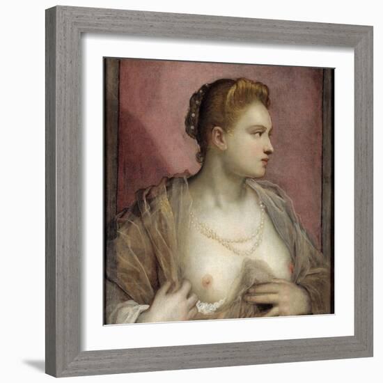 Lady Baring Her Breast-Domenico Tintoretto-Framed Giclee Print