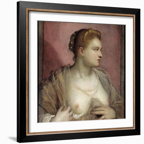 Lady Baring Her Breast-Domenico Tintoretto-Framed Giclee Print