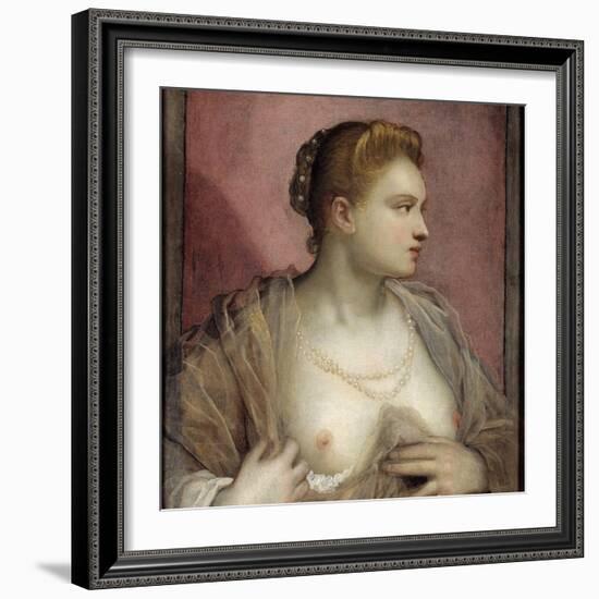 Lady Baring Her Breast-Domenico Tintoretto-Framed Giclee Print