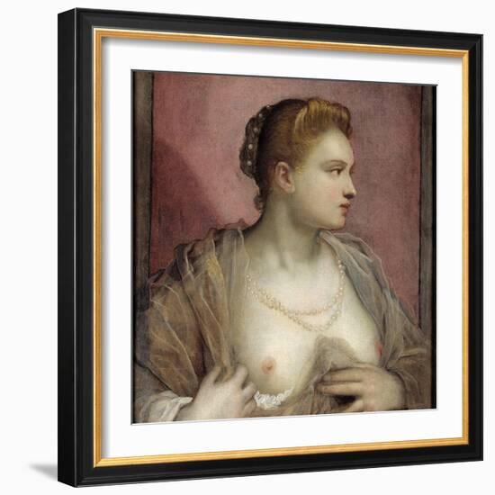 Lady Baring Her Breast-Domenico Tintoretto-Framed Giclee Print