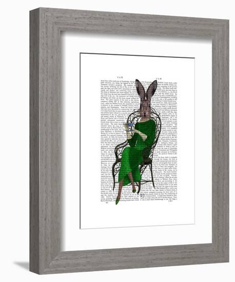 Lady Bella Rabbit Taking Tea-Fab Funky-Framed Art Print