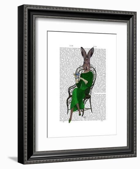 Lady Bella Rabbit Taking Tea-Fab Funky-Framed Art Print